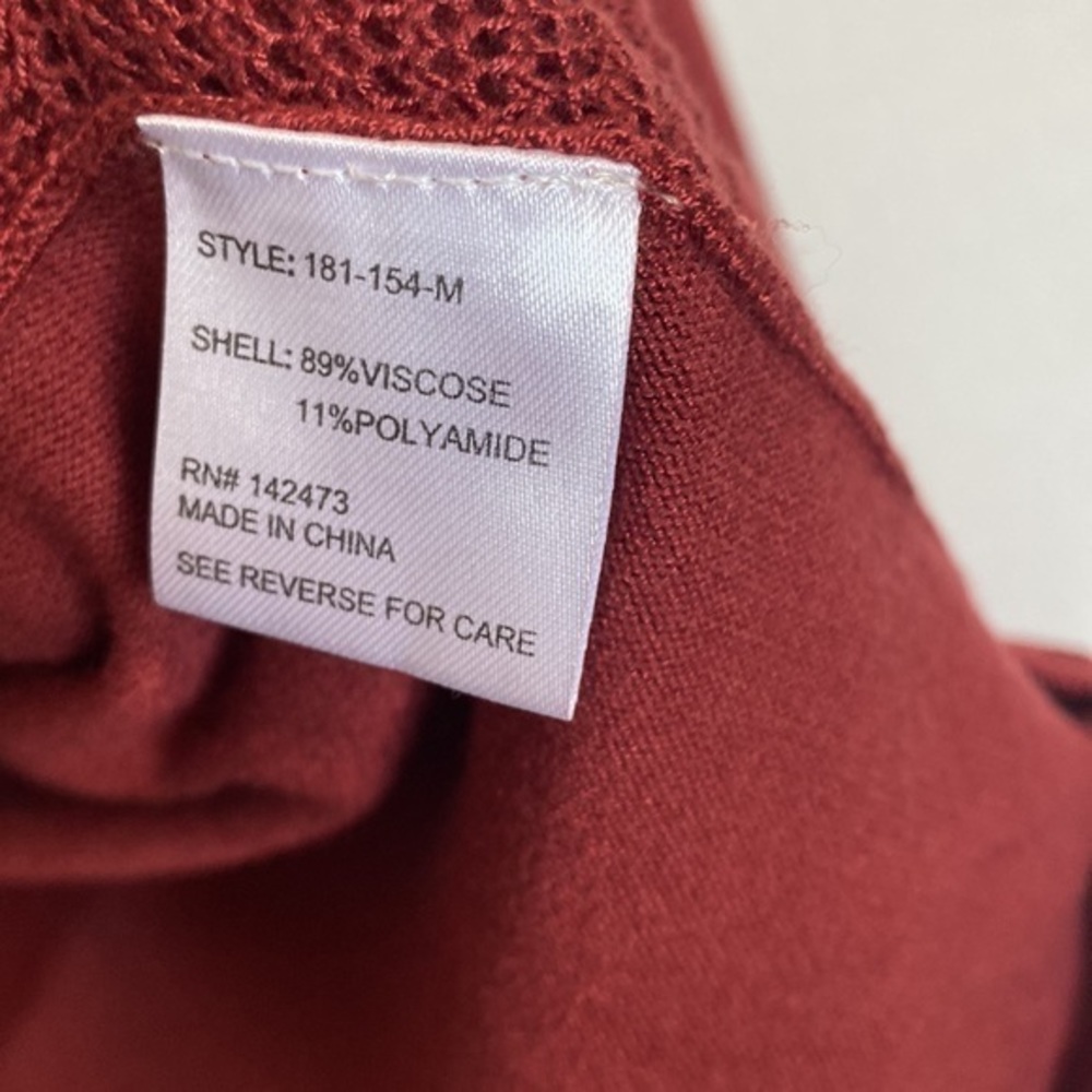 Grace & Lace Red Rust Sweater w/Sheer front Size Medium - Picture 2 of 6